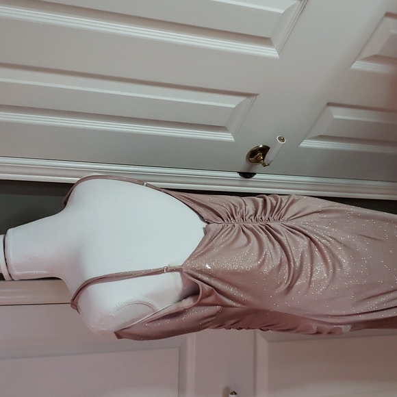 NWT Le Chateau XXL rose gold sparkly  floor-length evening gown NEW with tags - Picture 3 of 11